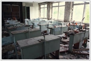 Abandoned classroom in Chernobyl