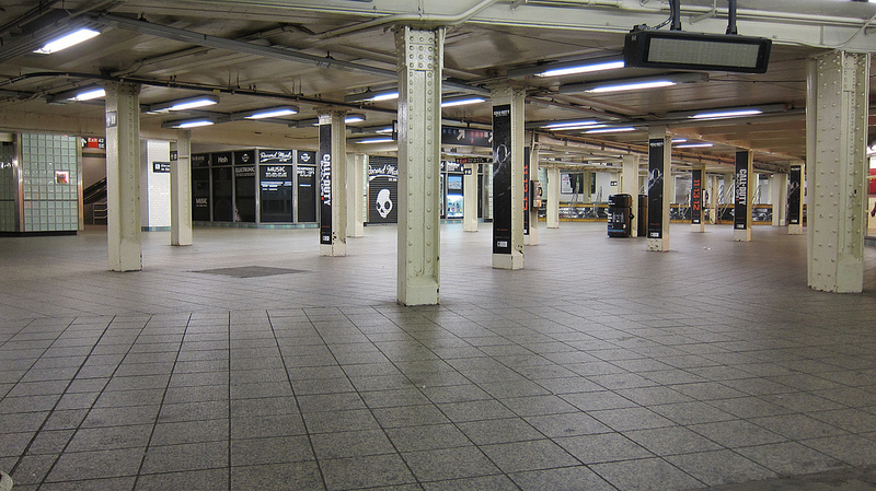 Empty New York Subway system before Hurricane Sandy