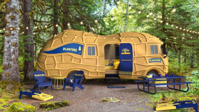 This is nuts! For the price of a can of planters peanuts, you can rent mr. Peanut's iconic nutbmobile for an overnight stay! 1 INN a NUTshell Exterior