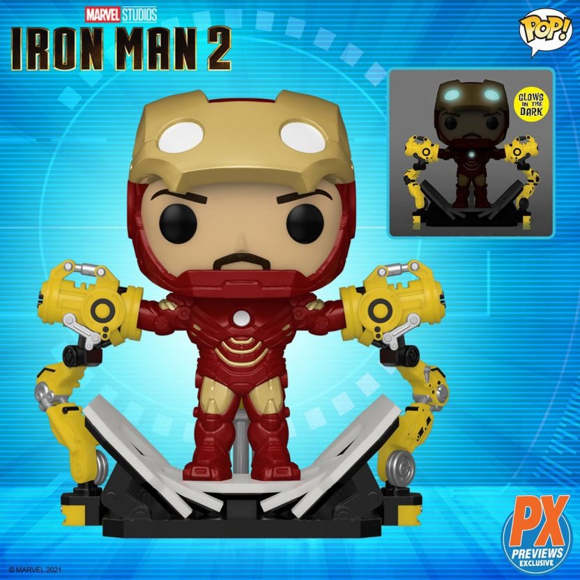 Iron Man Mark IV Suit-Up Gantry Glow-in-the-Dark 6-Inch Deluxe Funko Pop! Vinyl Figure - display