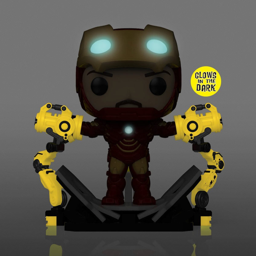 Iron Man Mark IV with Suit-Up Gantry Glow-in-the-Dark 6-Inch Deluxe Funko Pop! Vinyl Figure - glowin