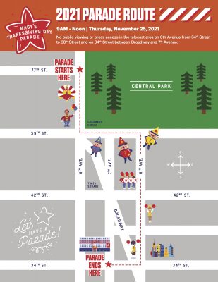 Route Map Macys Thanksgiving Day Parade 2021