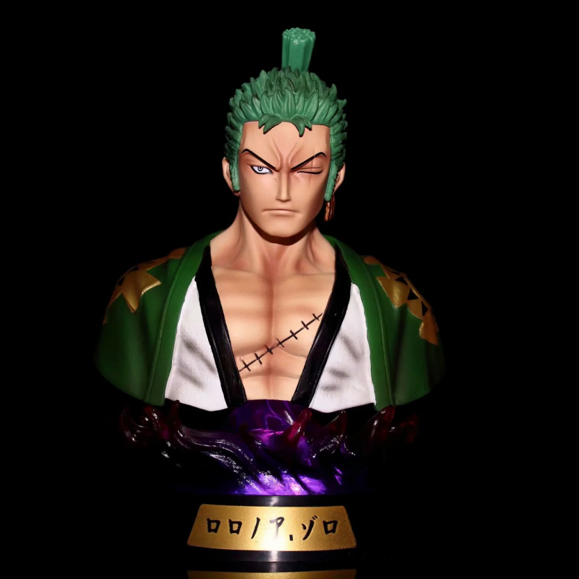 6-inch anime one-piece Roronoa Zoro PVC Bust action figure with LED light