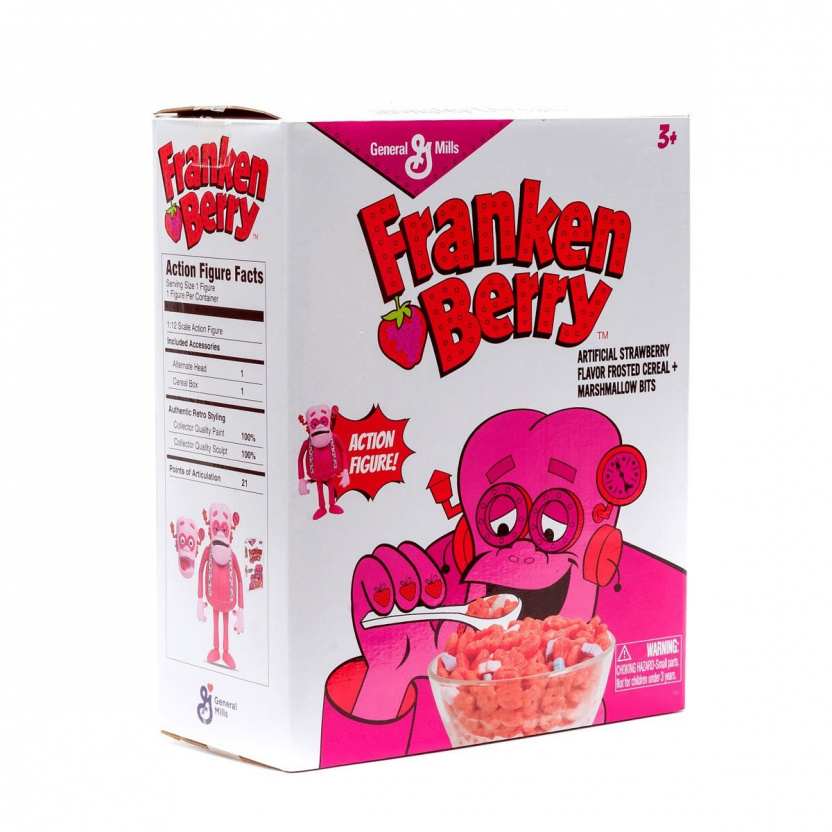 General Mills Franken Berry 6-Inch Scale Action Figure with collector cereal box side