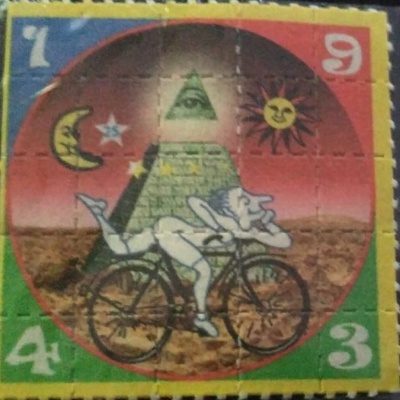 25 LSD blotters Printed Image: 1943 Bicycle day