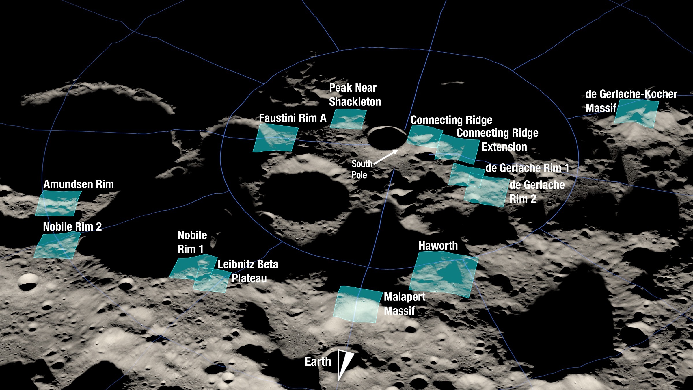 Nasa identifies thirteen candidate regions for landing next americans on moon 1 artemis iii landing regions