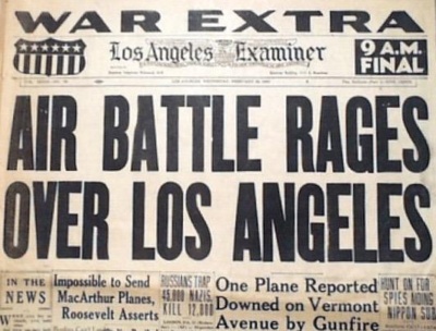 battle of los angeles air battle rages over los angeles headline february 25 1942