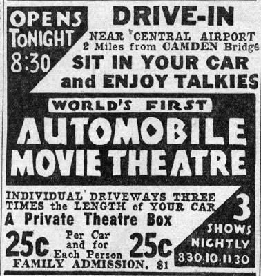 Camden Drive-In advertisement 2901 Admiral Wilson Boulevard, Pennsauken, NJ 08109