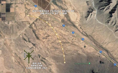 Estimated flight path of three UAP
