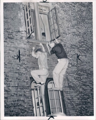 Panty raid at University of Michigan Stockwell Hall 1955