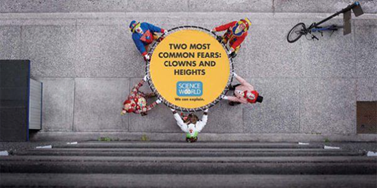 The two most common fears - clowns and heights