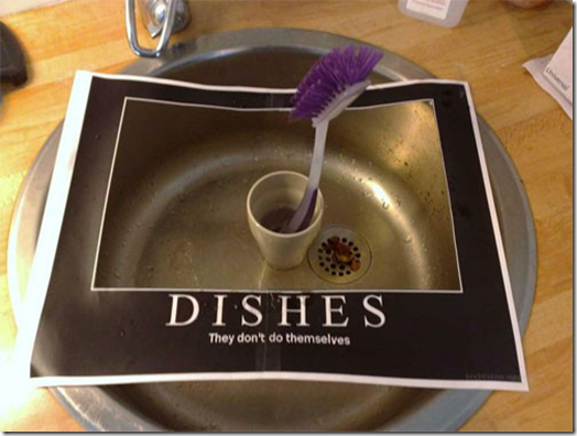 Funny roomie note - dishes don't do themselves