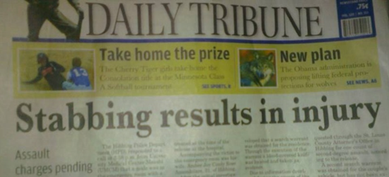 Stabbing results in injury - duh
