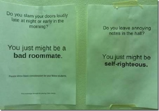 Roomie note - you just might be a bad roommate