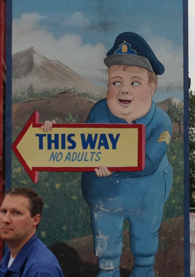 Sign - this way, no adults