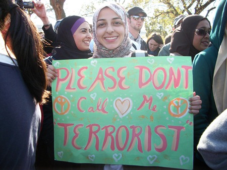 Call me terrorist protest sign