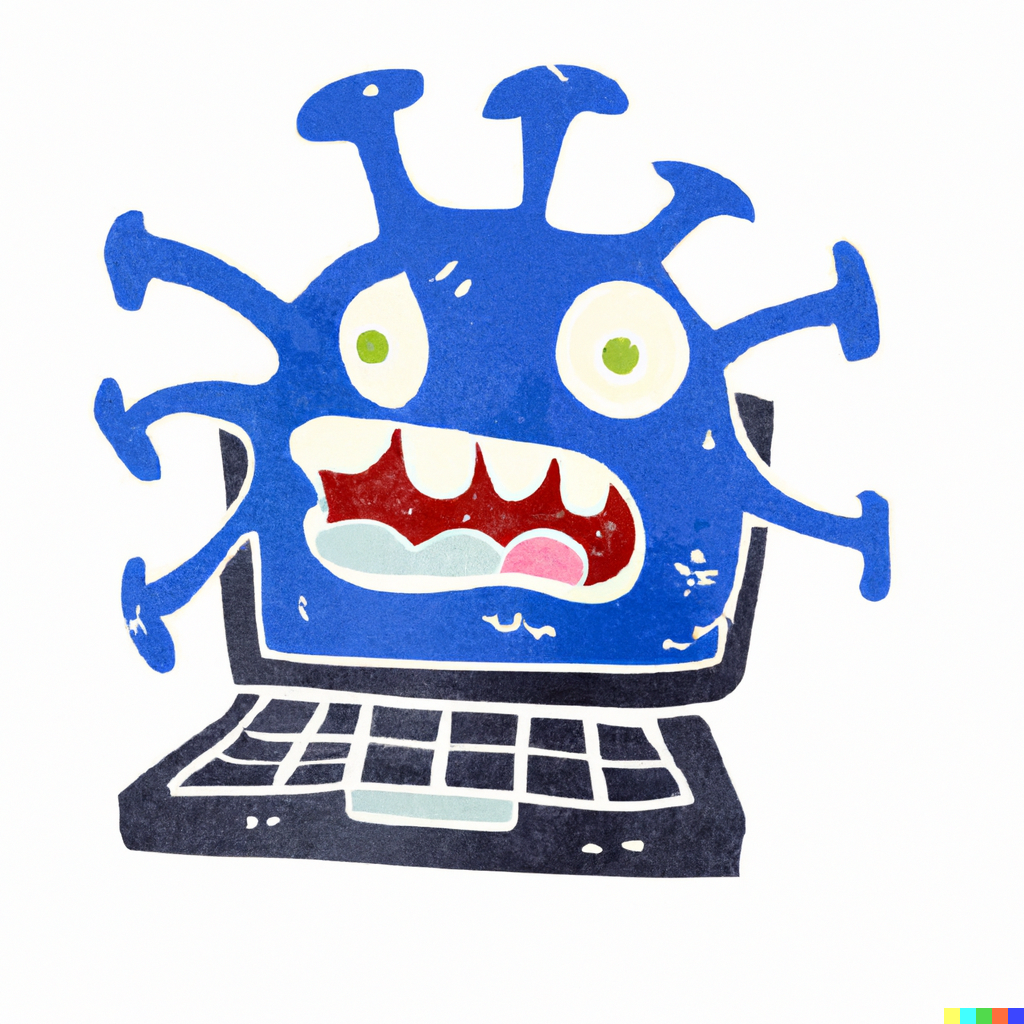 DALL·E 2022 10 04 12.28.24 cartoon computer virus