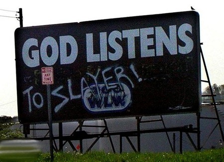 Funny sign graffiti 7 God listens