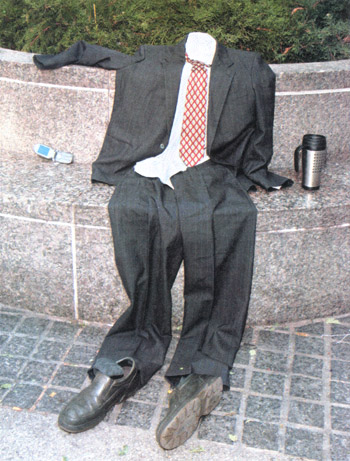 Business man disappears in the end of the world
