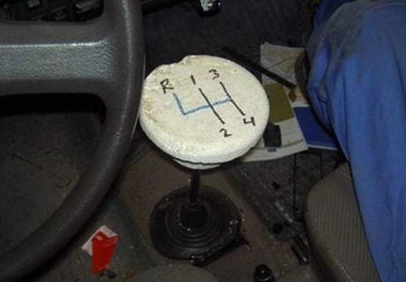 Styrofoam gear shift knob