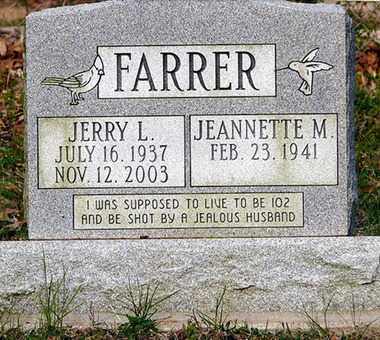 I was supposed to be shot by a jealous husband tombstone