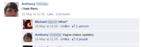 I hate vague status updates