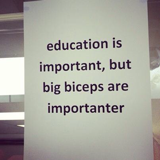 Education is important but big biceps are importanter
