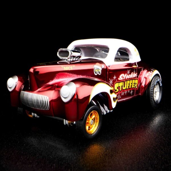 RLC Exclusive ’41 Willys Gasser Holiday Hot Wheels Car - front left