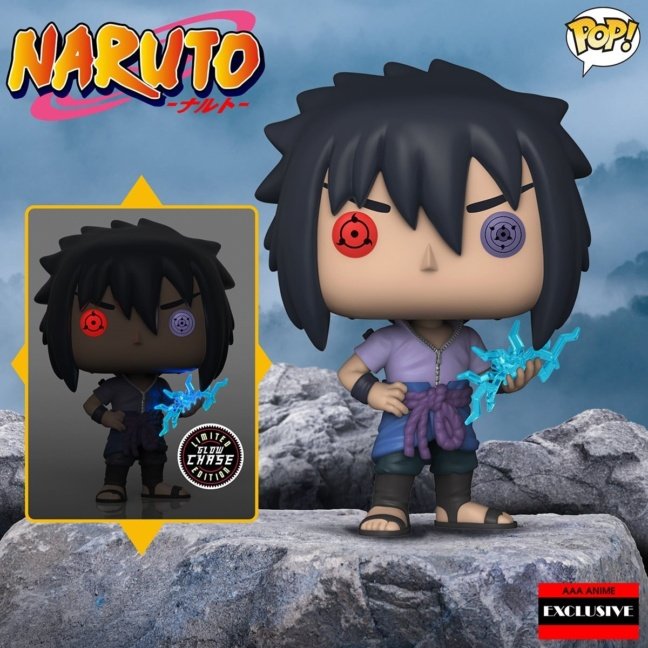 POP Naruto Shippuden – Sasuke Uchiha Rinnegan (AAA Anime Exclusive) Funko Figurine en vinyle (avec étui de protection compatible) Multicolore 9,5 cm