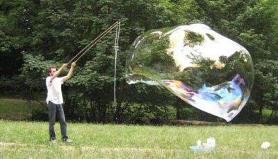Giant soap bubble the size of a car