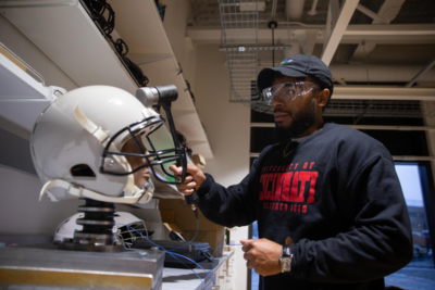 Testing a helmet containing accelerometers to compare force