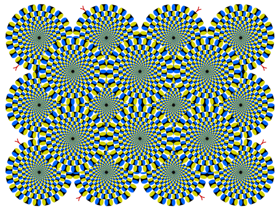 Optical illusion makes circles appear to be swirling