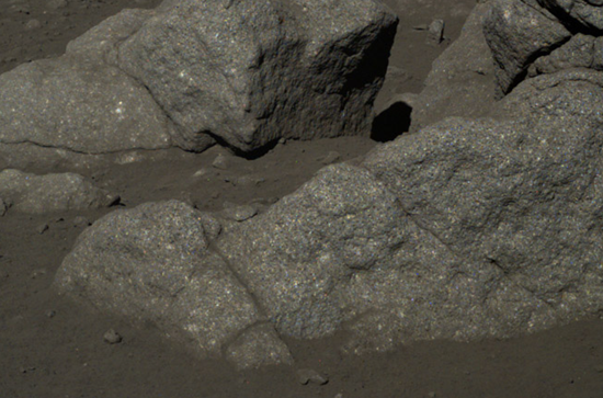 Close-up of the pyramid rock on the moon Close-up of the Pyramid Rock on the moon