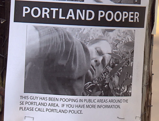 Portland Pooper caught “doing his business” on surveillance video–bulletins posted throughout the city