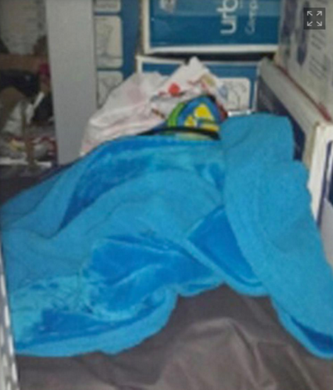 Hidden sleeping area used by runaway boy who lived inside a Walmart for four days