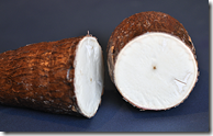 Manioc tuber cross sectioned