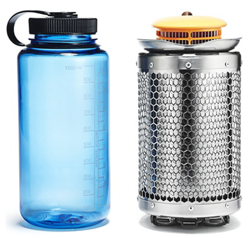 BioLite campstove compared to water bottle