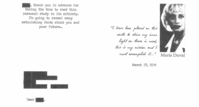 Patrice Runner psychic fraud letter