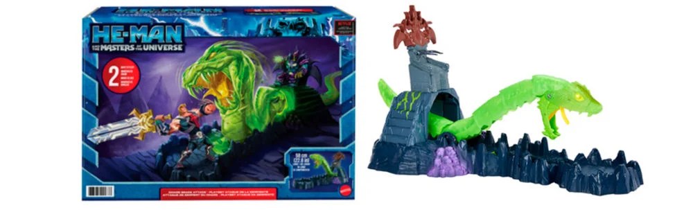 Mattel introduces new masters of the universe toy collections tied to the upcoming netflix animated series, he-man and the masters of the universe. 2 snake mountain 1093x331 1