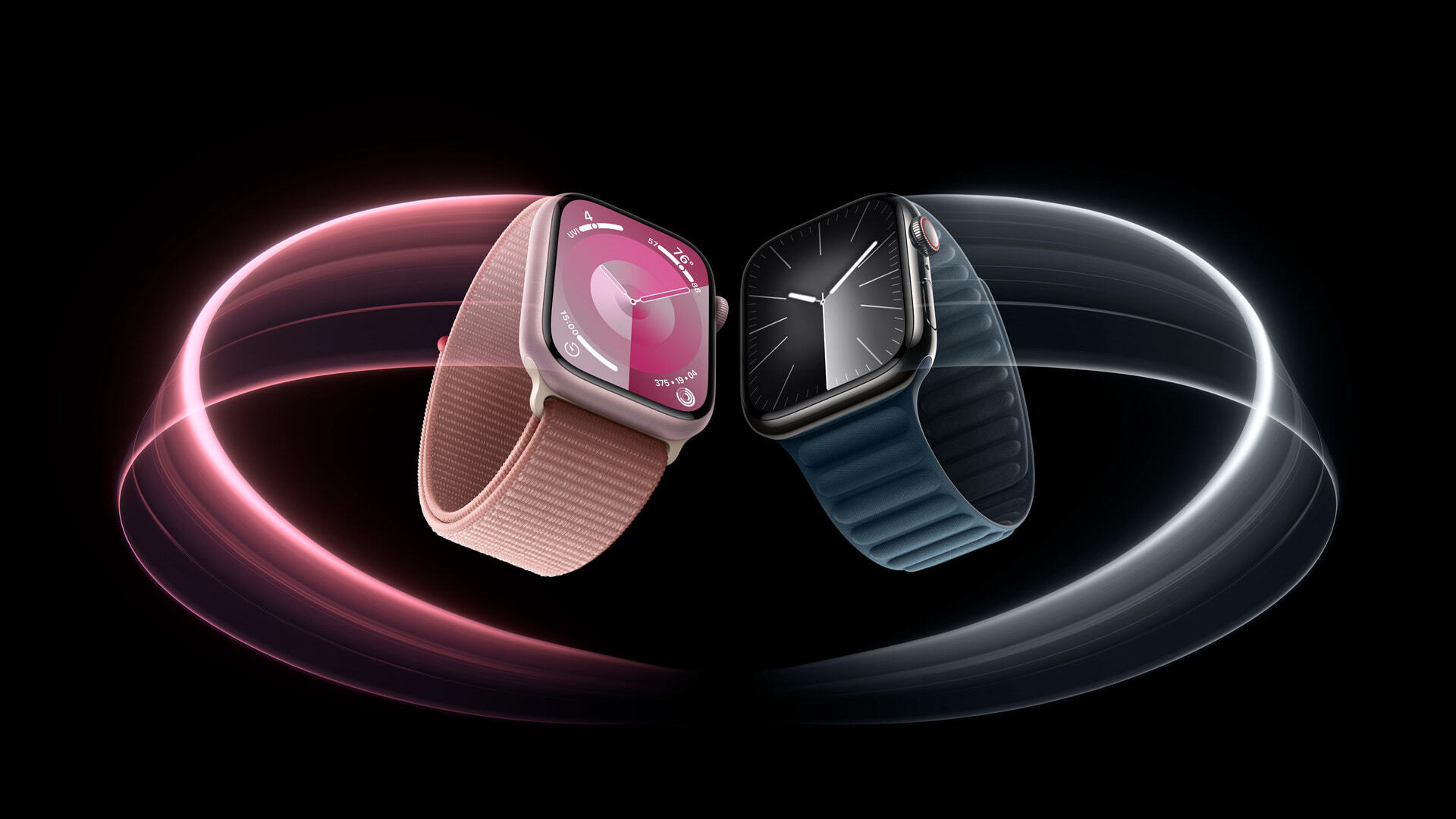 Apple introduces new apple watch series 9 with new si chip and for the first time ever, on-device siri. 1 Apple Watch S9 hero 230912 Full Bleed