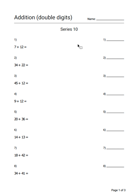Addition Worksheet Series 10 - Geek Slop Online