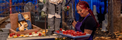 Food network's halloween programming returns on september 16. 1 halloween wars calia pacle of creepin it real puts finishing touches on the team s creation 2