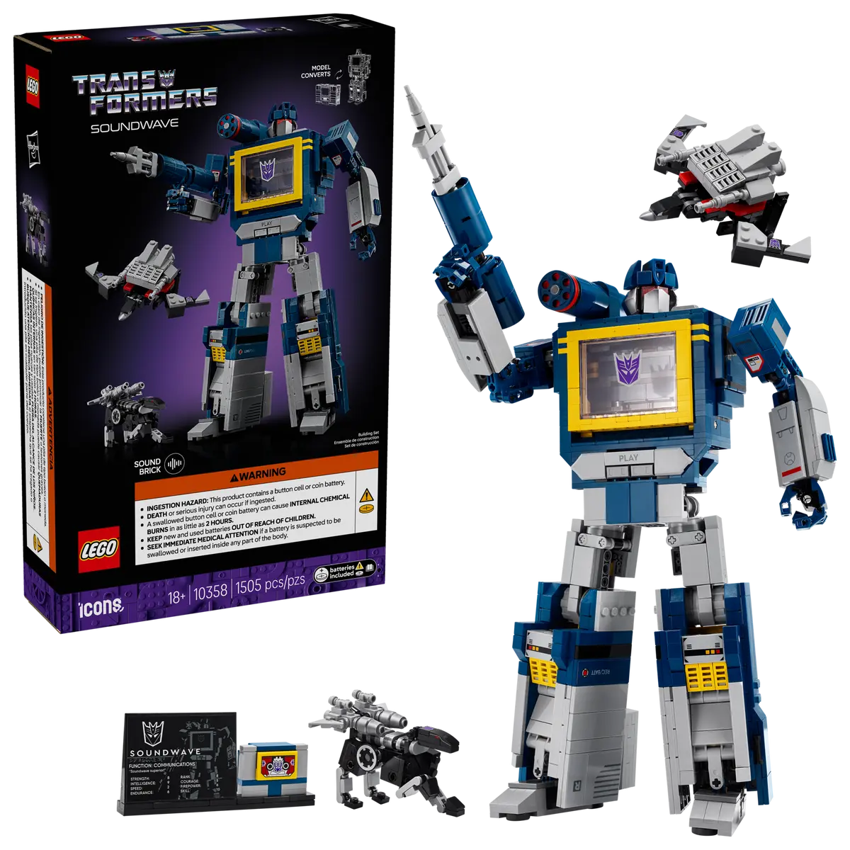 Lego's new transformers soundwave set brings the iconic decepticon to life as a detailed, buildable collectible. 1 10358 boxprod v39 en gb