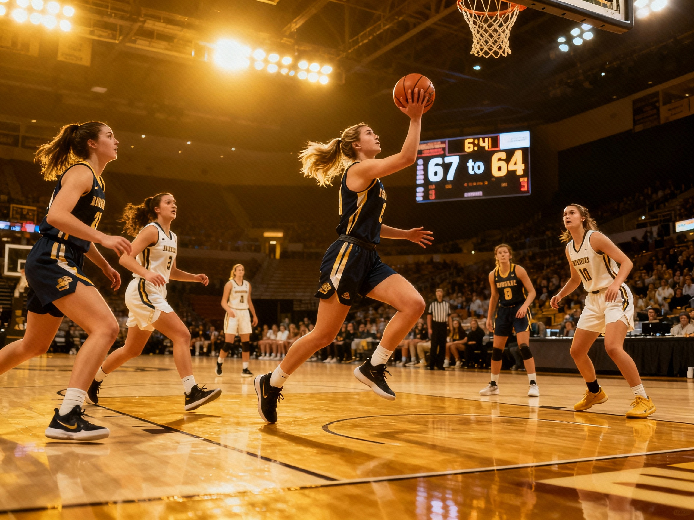 Illinois women's basketball field trip game crowd celebrates with trending six-seven meme as score hits 67 in front of event's largest-ever audience. 1 openart image o2ePqw0y 1763996396959 raw