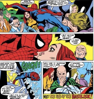 spider man jean grey kiss comic book page