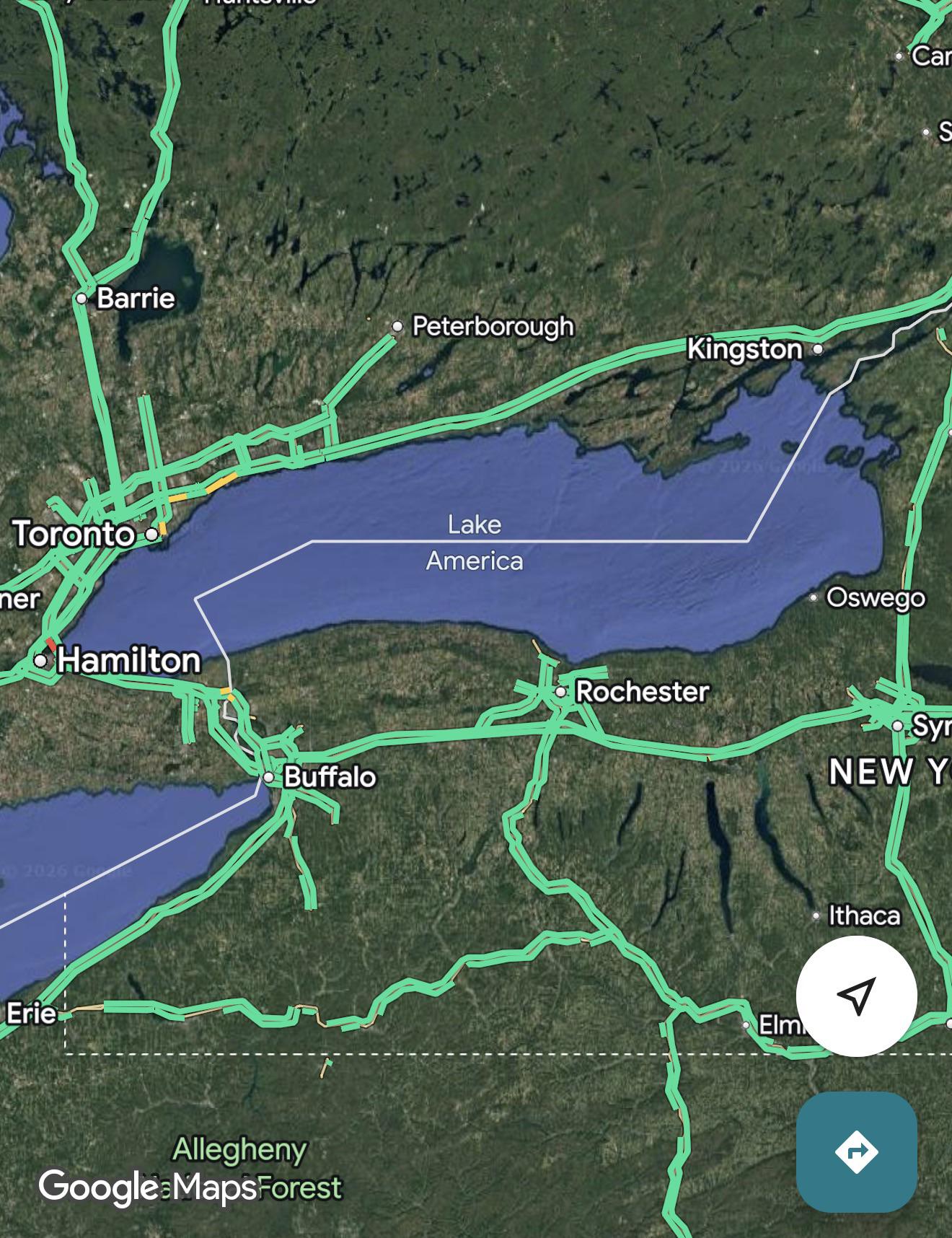 google maps lake america ontario