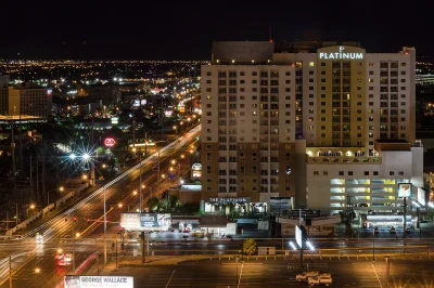 East Flamingo Road and Koval Lane intersection, near Platinum hotel, Las Vegas, Nevada, USA.