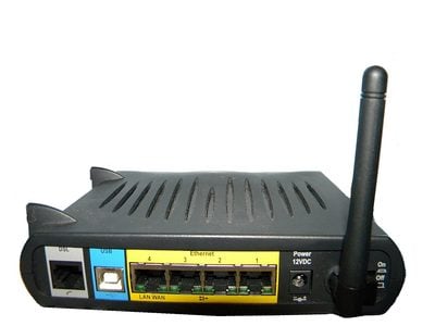 Le périphérique Speedstream 6520 fourni par Bell. Vue d'arrière.