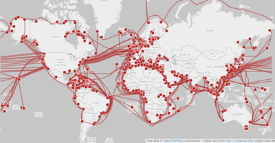 Meta’s petal cable will bring petabit-speed internet across the atlantic 7 World map of submarine communication cables. cable data by Greg Mahlknecht (KML file released under GPLv3) as of 2015-07-21, world map by Openstreetmap contributors