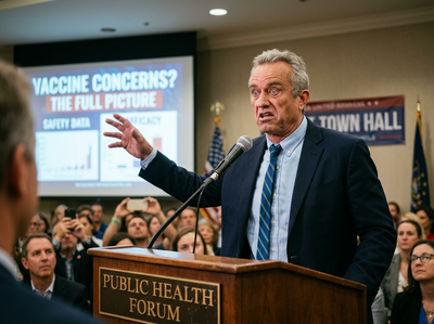 Rfk jr's vaccine injury initiative rewires federal health data systems 9 Robert F. Kennedy Jr RFK making a speech with a funny face